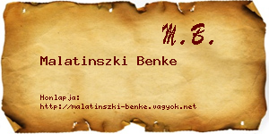 Malatinszki Benke névjegykártya